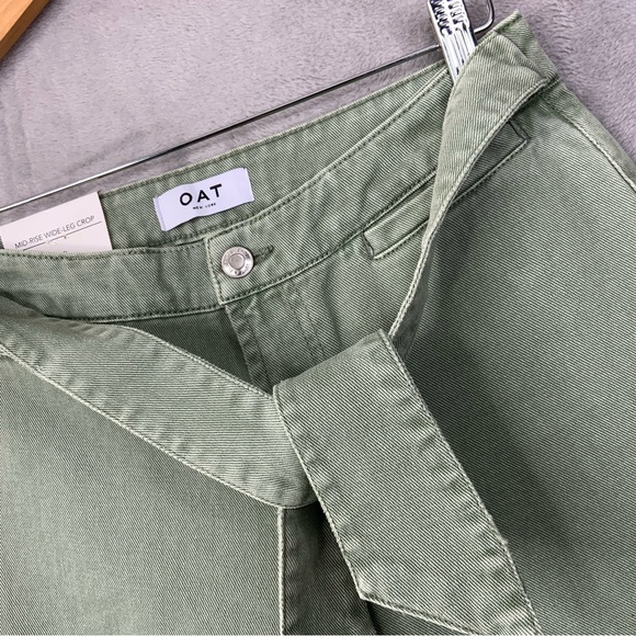 Oat New York Mid-Rise Wide-Leg Crop Rigid Capris. Green. Women’s Size 26. (NWT). - Picture 5 of 6